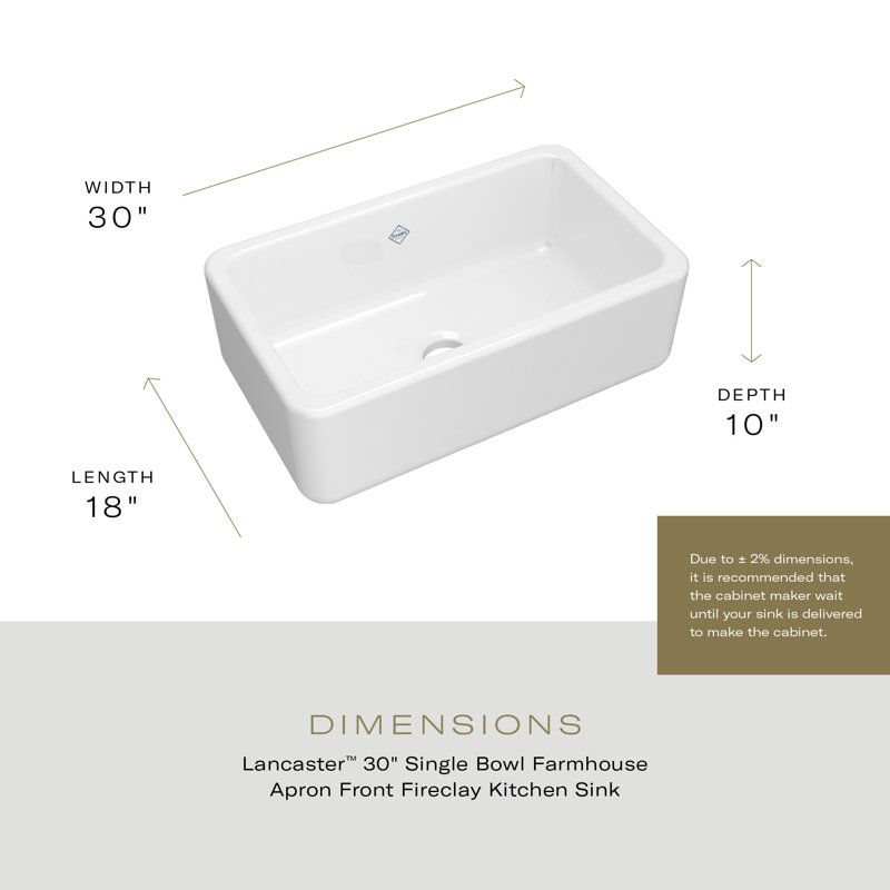 Lancaster 30" Single Bowl Farmhouse Apron Front Fireclay Kitchen Sink With Eucalyptus Design