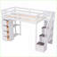 Lit mezzanine simple en bois de pin avec tiroirs de rangement et amp; Escaliers - sans sommier blanc-621125837