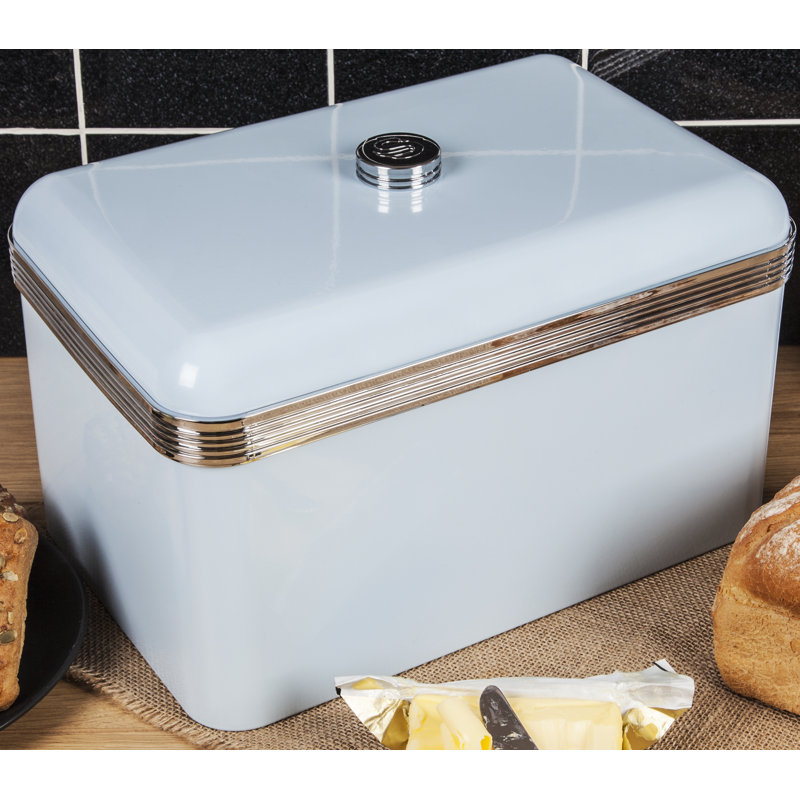 Swan Retro Bread Bin, Metal, 18 Litre,, Blue