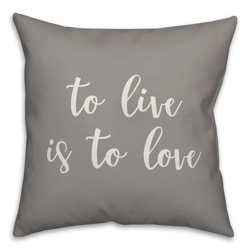  Oreiller carré To Live is to Love, Gris, Housse de coussin