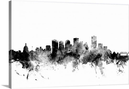 «Edmonton Canada Skyline» par Francy, impression, H 16 po x l 24 po x P 1,5 po, Toile