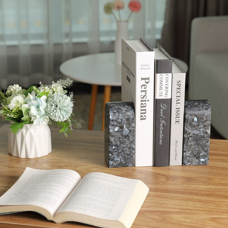 Serre-livres en marbre (ensemble de 2), Noir / Beige, H 2,3 po x l 2,54 po x P 5,66 po