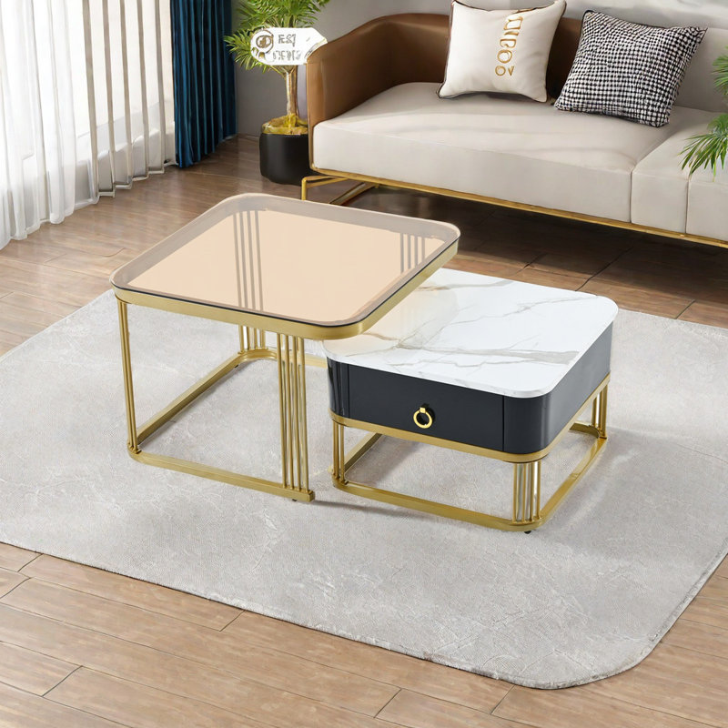 Table basse Jerra, Blanc / noir