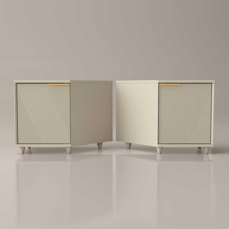 Meuble télé d'angle avec rangement Modern, Beige