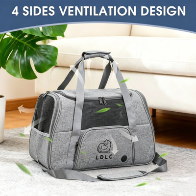 Cat Carrier for Lightweight Travel, Airline Approved Soft-Sided Rolling Pet Carrier, Expandable Mesh Ventilation, Dual-Season Mat, Portable with Shoulder Strap & Luggage Sleeve