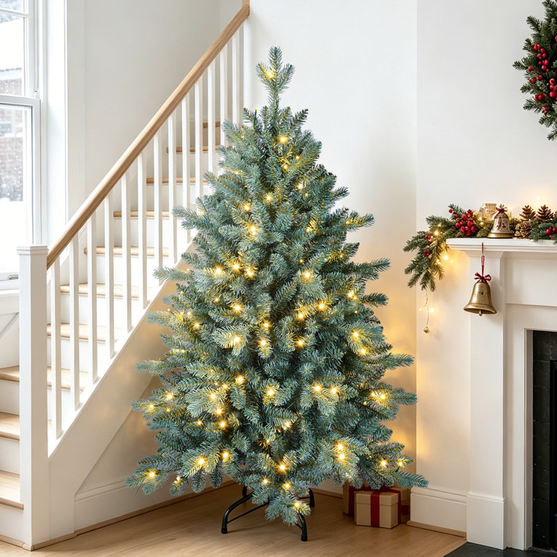 Arbre de Noël artificiel épinette bleu pré-éclairé, 4'