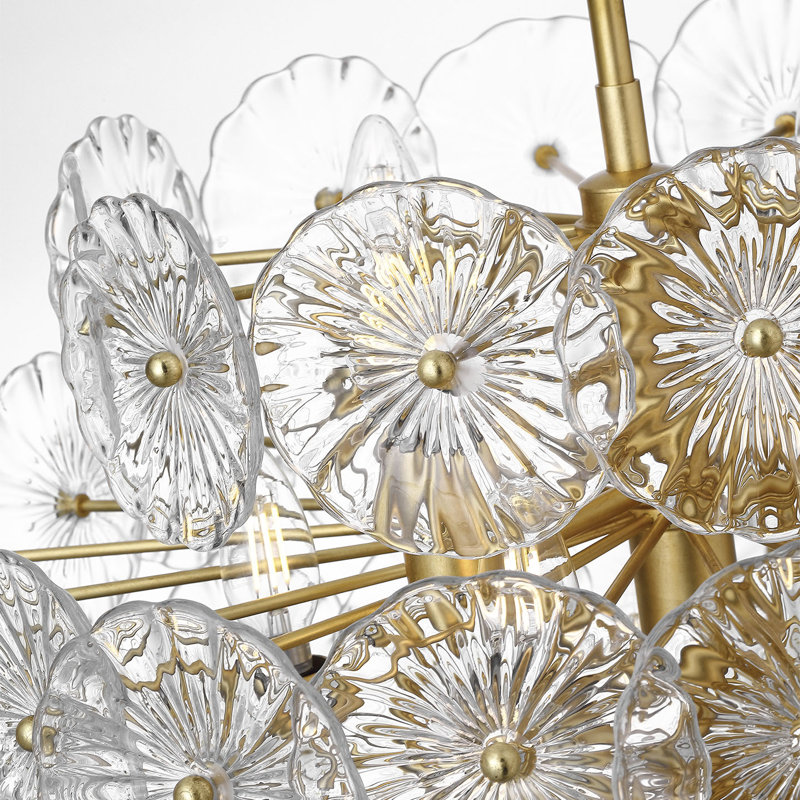 Julie Neill Gianna 24" Chandelie, Clear, Burnished Silver Leaf