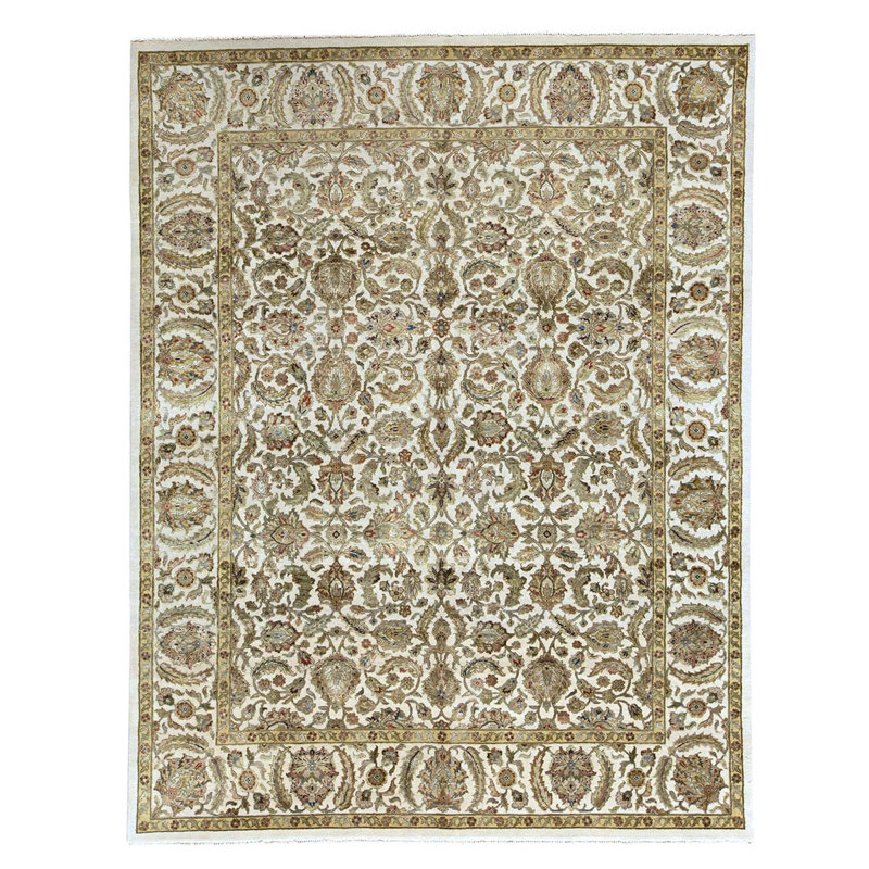 Tapis ivoire / brun noué à la main de haute qualité