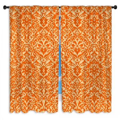 Rideaux orange obscurcissant et damas orange - 2 panneaux