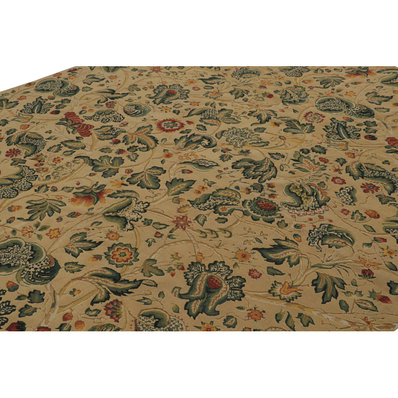 Wool Floral Area Rug, Rectangle 8'10” x 9'7”