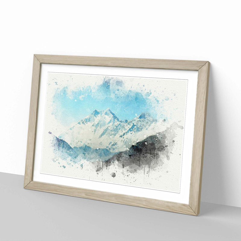 Mount Everest in Tibet and Nepal in Abstract - Picture Frame Graphic Art Print, 36cm H x 48cm W x 2cm D, Oak Framed