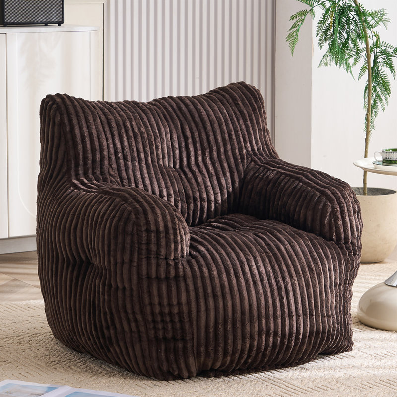 Fauteuil à billes en tissu velours côtelé 010-Soft, Brun