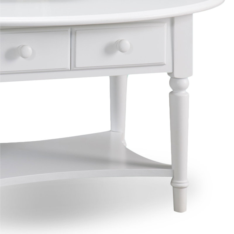 Coastal Solid Wood Oval Coffee Table, Orchid White