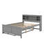 Lit plateforme double avec tête de lit, USB, lit gigogne et 3 tiroirs-1943116369