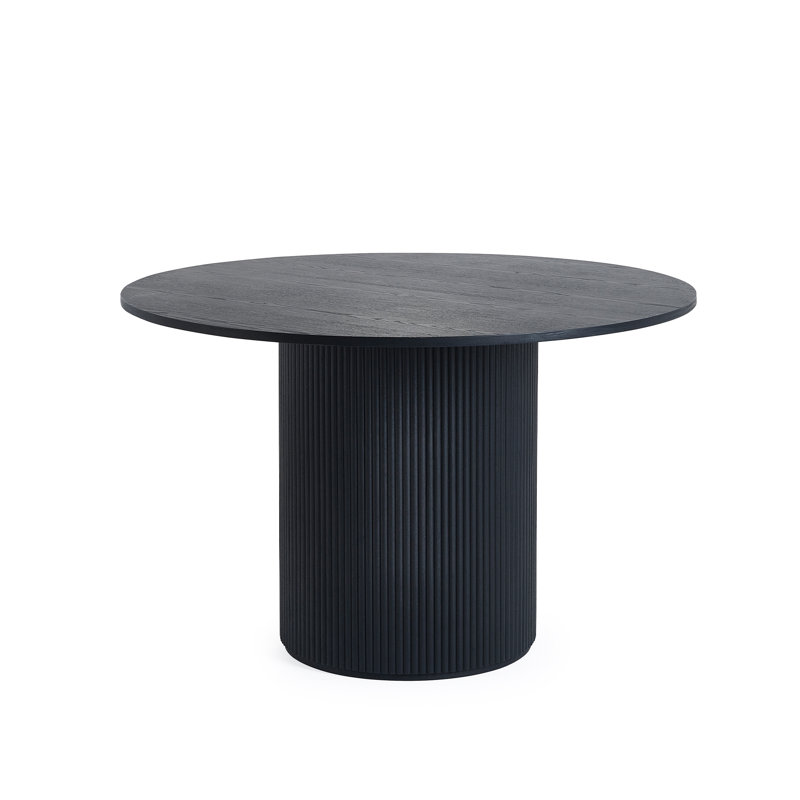Auman Fluted Round Dining Table, Black