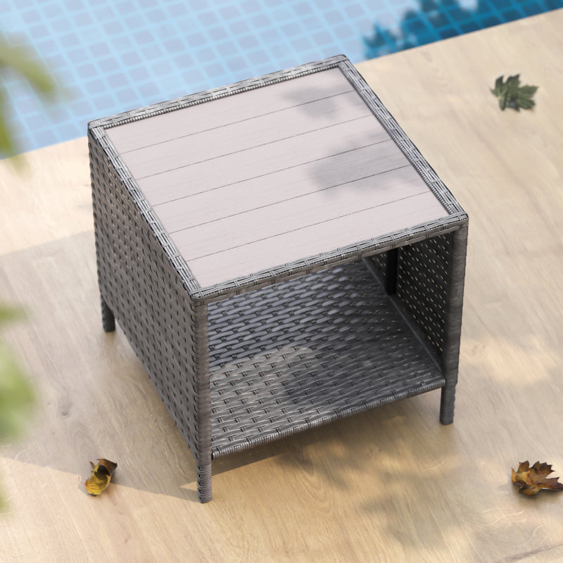 Airlia Square Wicker Outdoor Side Table , 18.12'' in. W 18.12'' in. D, Gray