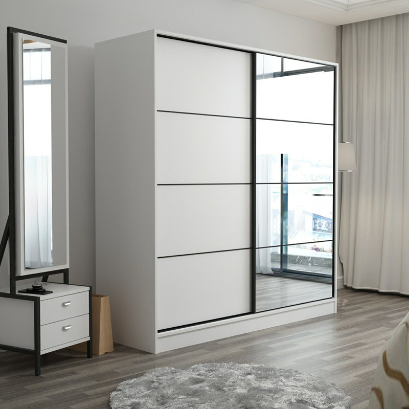 Armoire-penderie 2 portes avec 2 tiroirs, Blanc