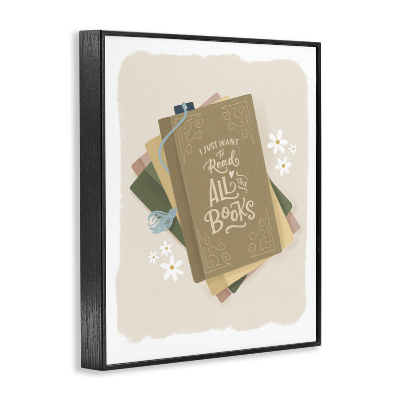 Vouloir lire tous les livres, estampe numérique, design par Sandra Picco, H 30 po x l 24 po, Giclée encadrée noir minuit