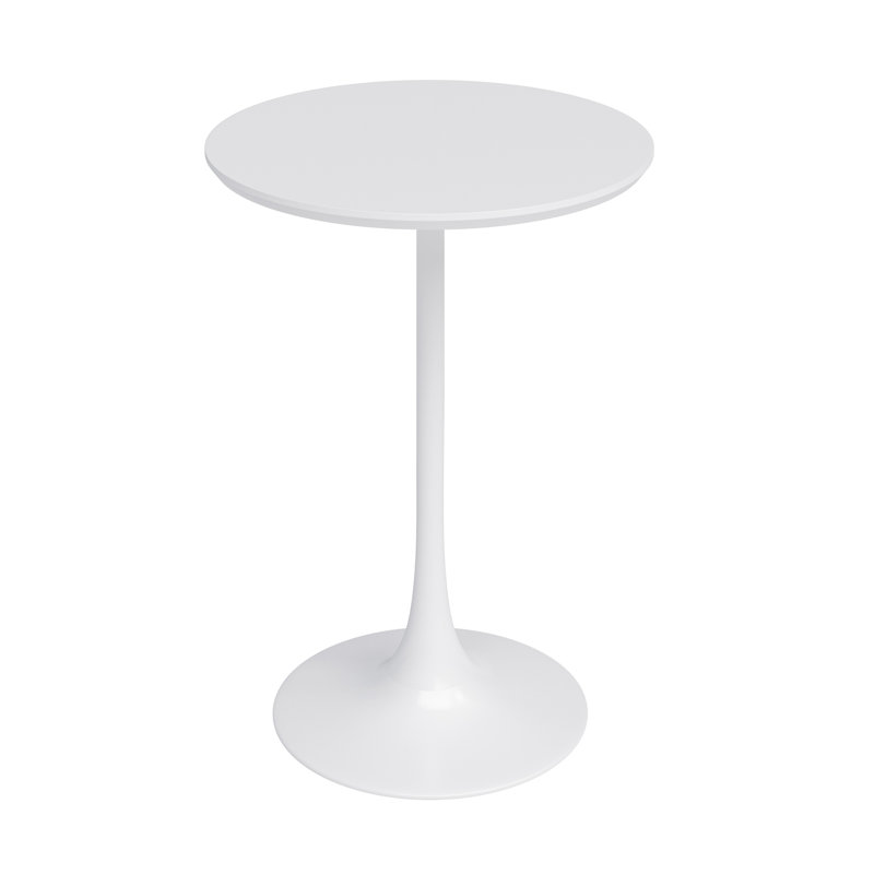 Bellamia Counter Height 24" Round Dining Table with Steel Pedestal Base for Indoors, White