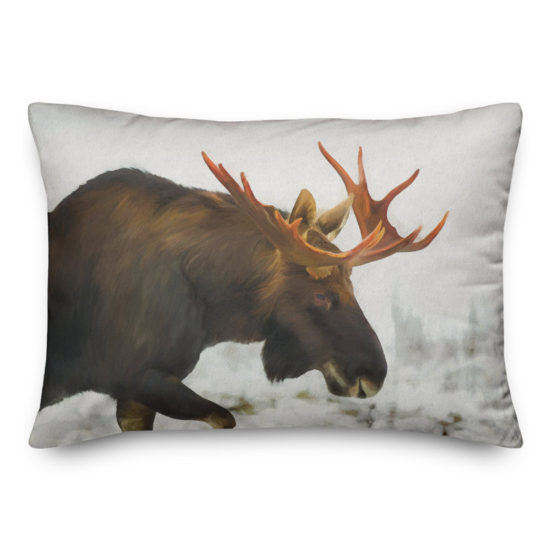 Coussin Moose In Snow, H 14 po x l 20 po x P 1,5 po