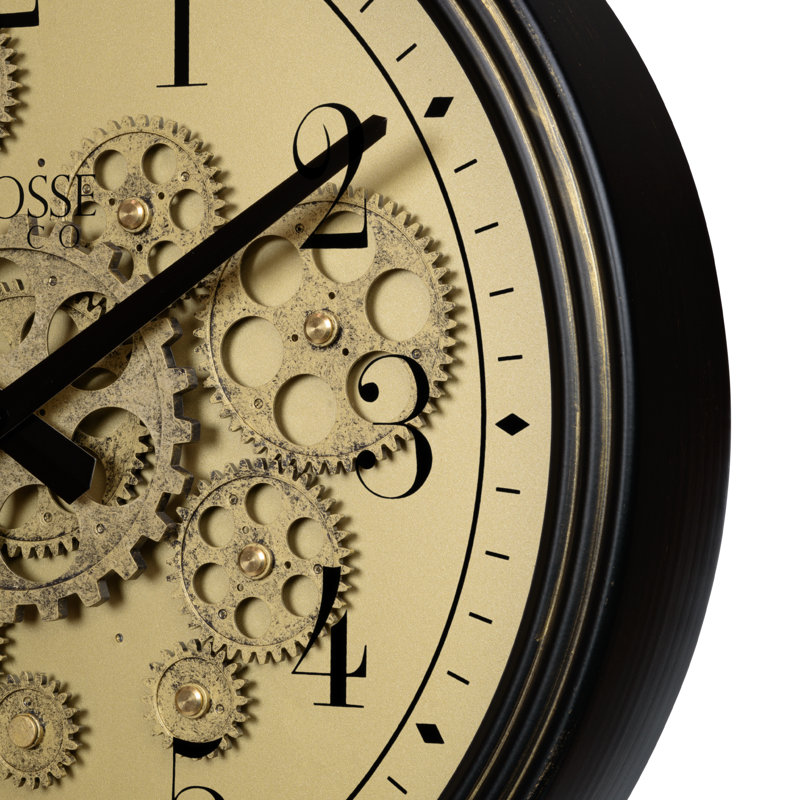 Bronze 15-Inch Quartz Analog Wall Clock with Moving Gears