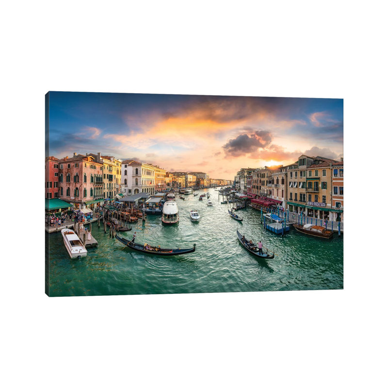 Grand Canal At Sunset by Jan Becke - Wrapped Canvas Gallery-Wrapped Canvas Giclée, 66.04 cm H x 45.72 cm W
