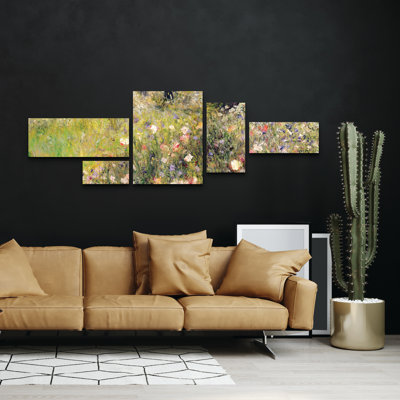 Ensemble de 5 panneaux d'art mural - "Paysage d'été" par Pierre Renoir pour décoration de salon, de chambre à coucher ou de bureau 