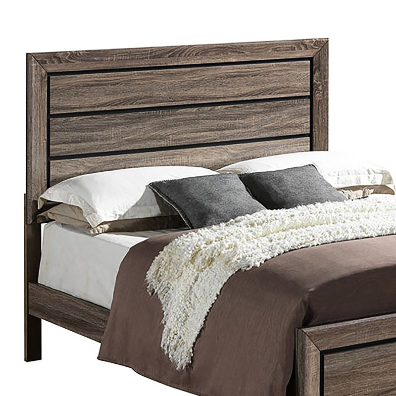 Grand lit à panneau taupe délavé - Mobilier de chambre à coucher de style rustique chic avec charme