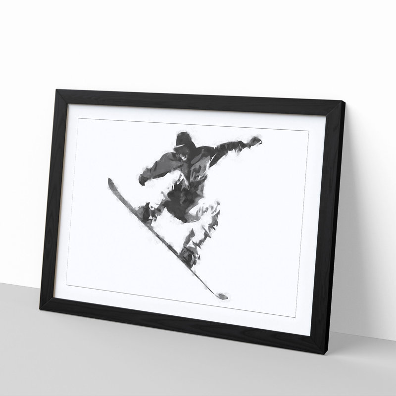 The Snowboarder - Picture Frame Painting Print, 45cm H x 63cm W x 2cm D, Black Framed