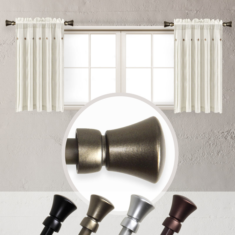 Steel Rod/ Resin Finial Adjustable Single Curtain Rod, Antique Gold