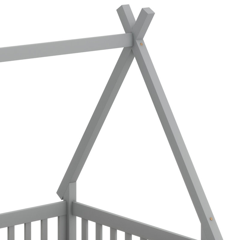 Lit de sol en forme de tente, lit avec garde-corps, Gris