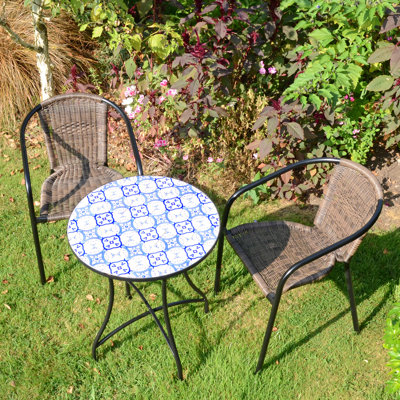 NASSAU BISTRO 60cm Mosaic Table with San Remo Chair Garden Set