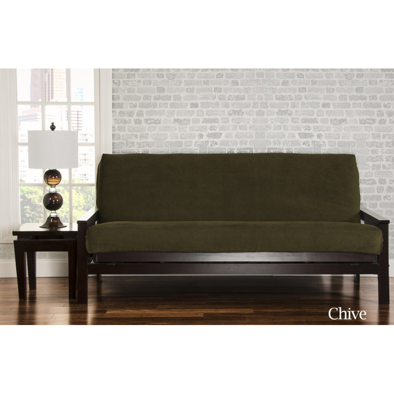 Leupp Polyester Box Cushion Futon Slipcover, Full, Chive