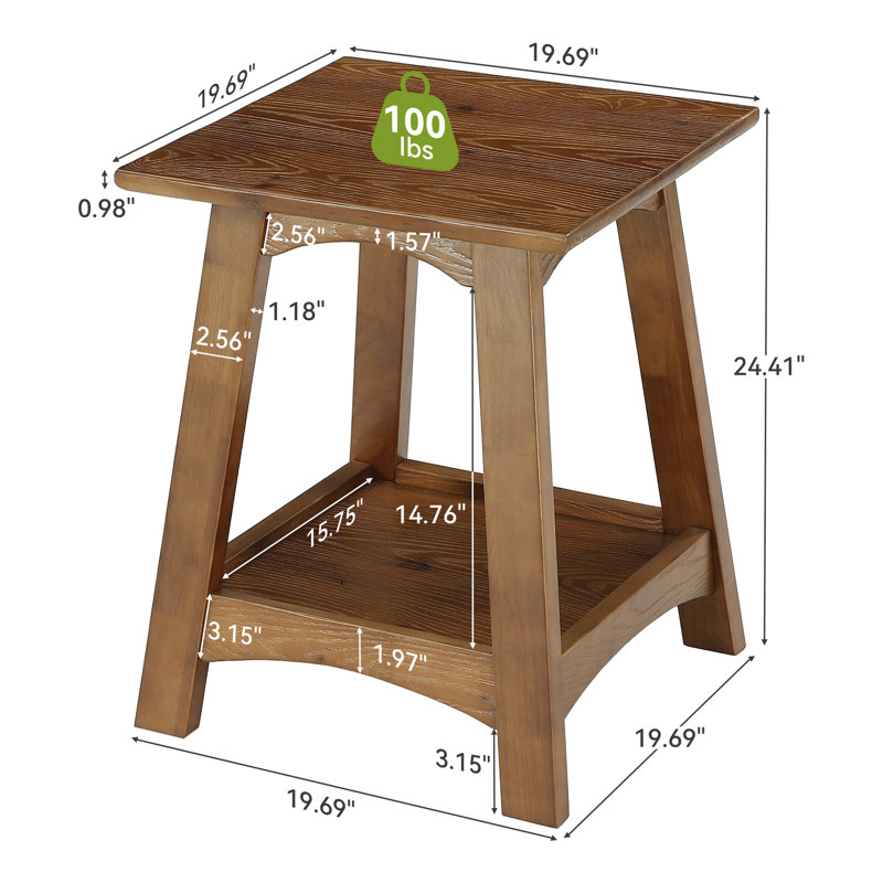 Table d'appoint en bois massif avec rangement, Single