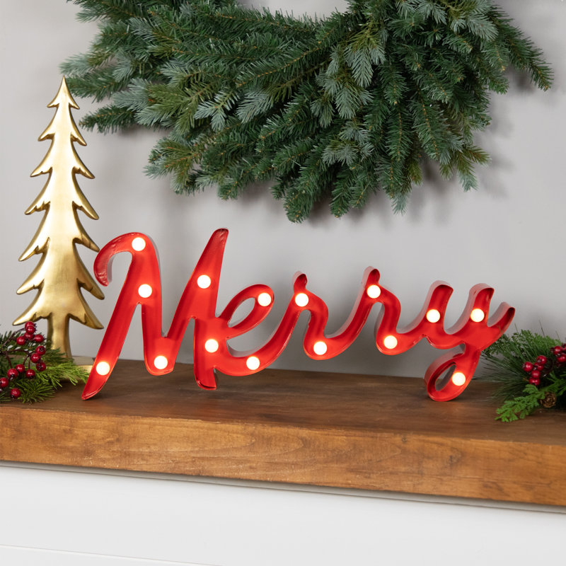 Décoration de Noël lumineuse «Merry» - 20,5 po