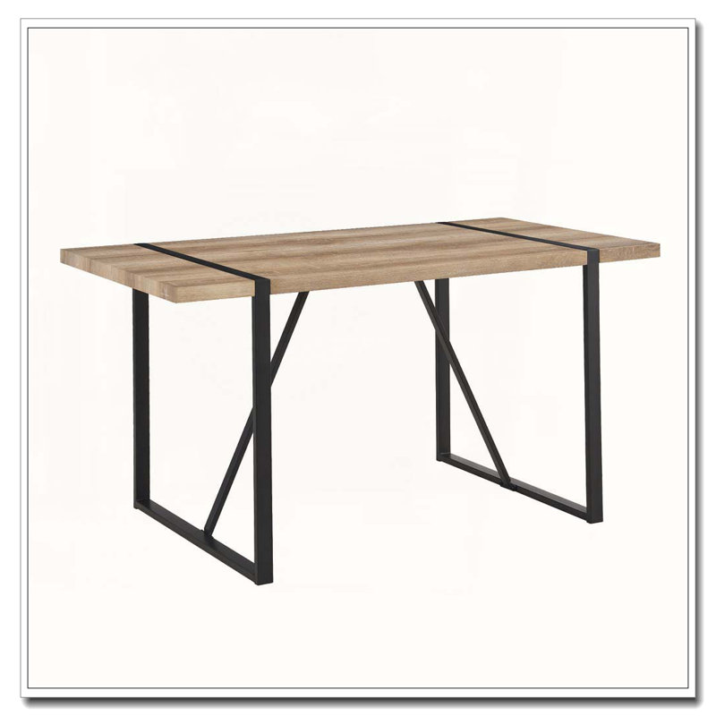 Industrial Rectangular Dining Table, Wood