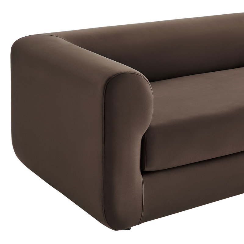Leif 89" Boucle Upholstered Sofa, Chocolate Brown
