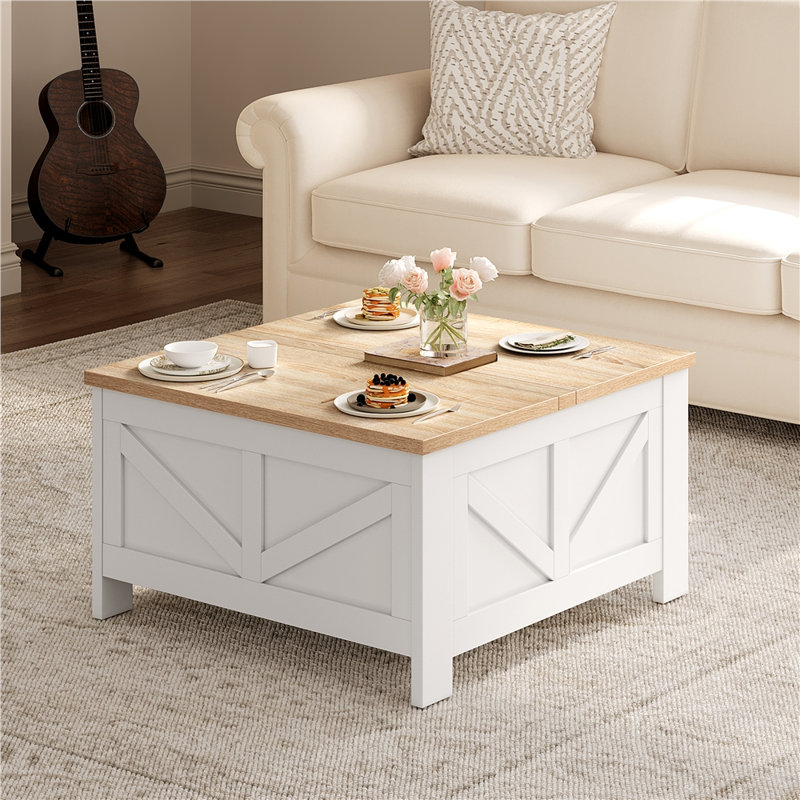 Piero Single Coffee Table, Light Oak/White