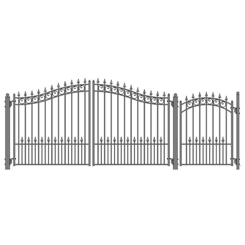 Barrière d'allée à deux battants avec barrière pour piétons Prague, H 75 po x l 86 po x P 5 po