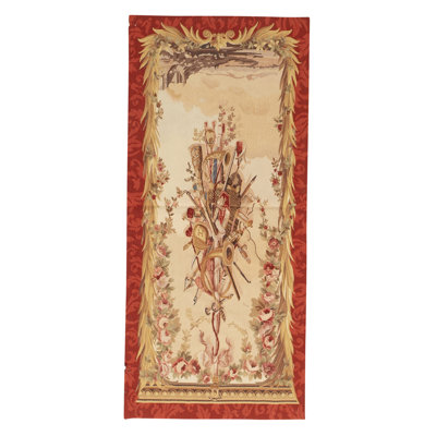 Tapis crème et rouge noué à la main de haute qualité