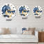 Horloge murale moderne bleu foncé et doré-60187144