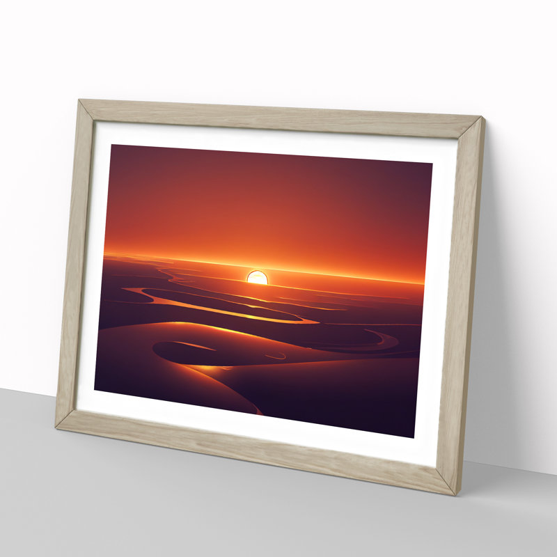 Beaming Sunset - Framed Print, 34cm H x 46cm W x 2cm D, Oak