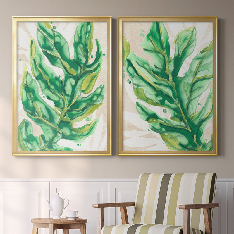 Parchment Palms III, ensemble de 2 reproductions de cadres rectangulaires sur toile, H 30,5 po x l 45 po x P 1,25 po, Or