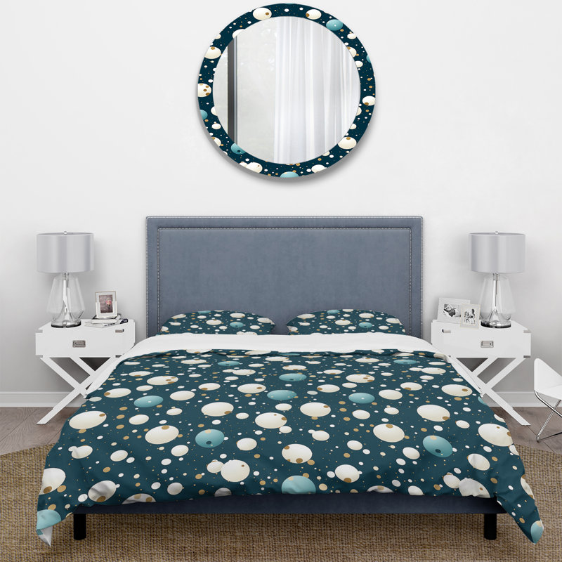Ensemble de housse de couette Nautical Allure Polka Dots Pattern - Pois, Housse de couette pour très grand lit et 2 très