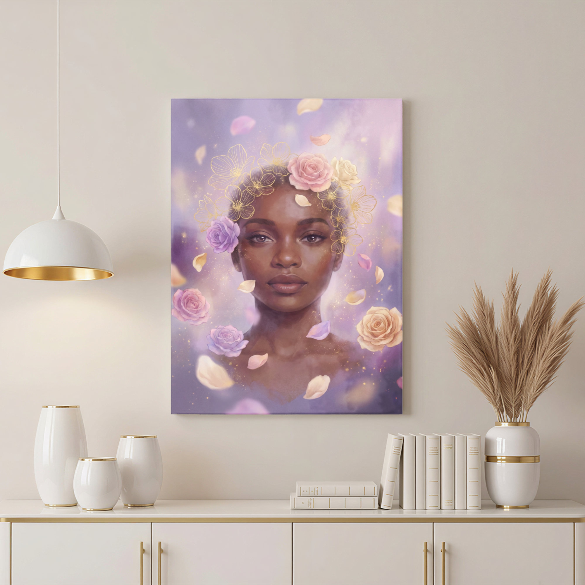 Mercer41 Floral Crown Portrait Canvas Wrapped Wall Art Oil Painting ...