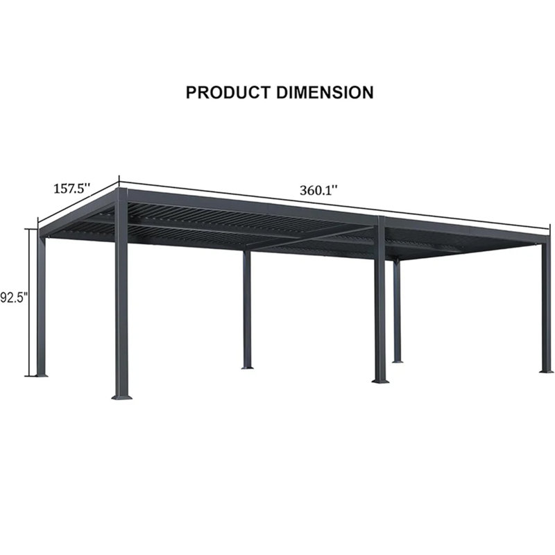 30 pi L 13 pi. Pergola à persiennes en aluminium