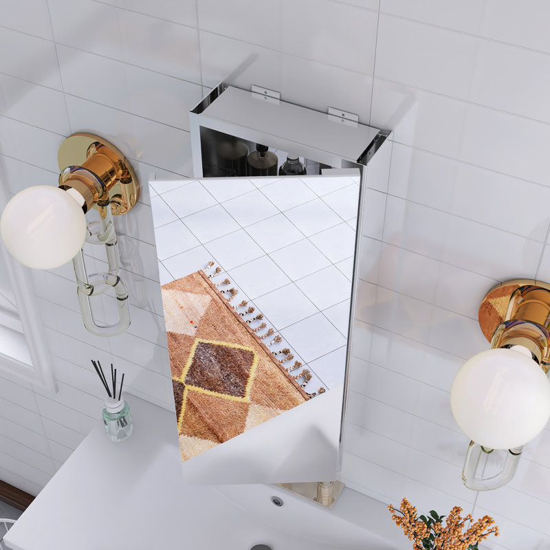 12" Rectangular Aluminum Medicine Cabinet With Mirror
