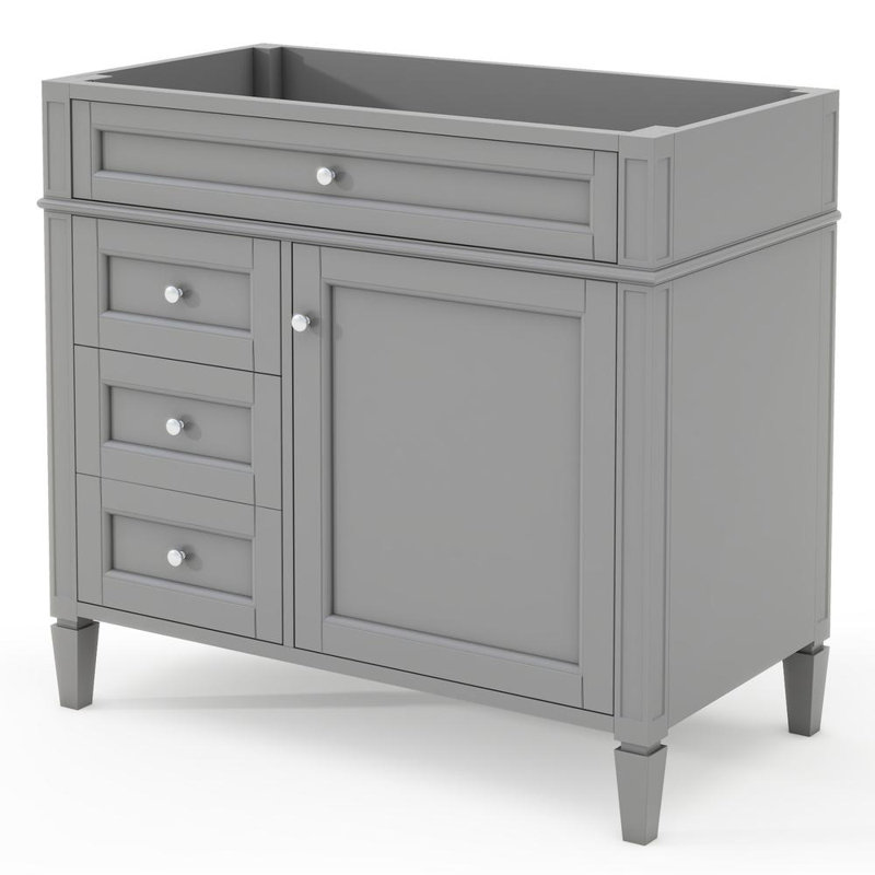 Meuble-lavabo de salle de bain sans lavabo, Gris, Argent argent