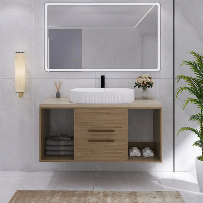 Meuble-lavabo mural 39 po avec lavabo en céramique
