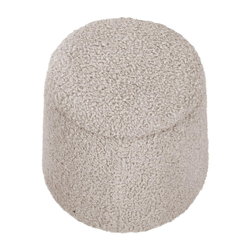Repose-pieds rond avec rangement, Tissu beige